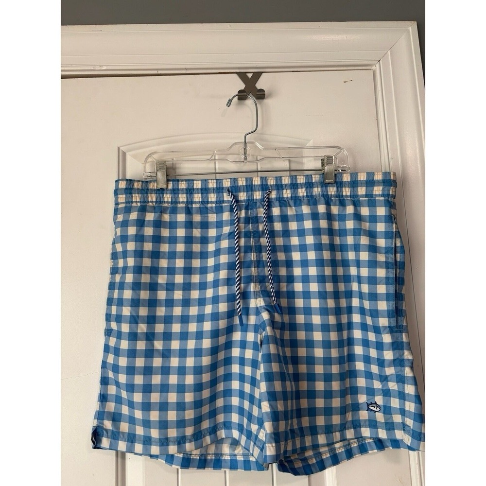 Southern Tide Blue White Checked Swim Trunks Size Small
